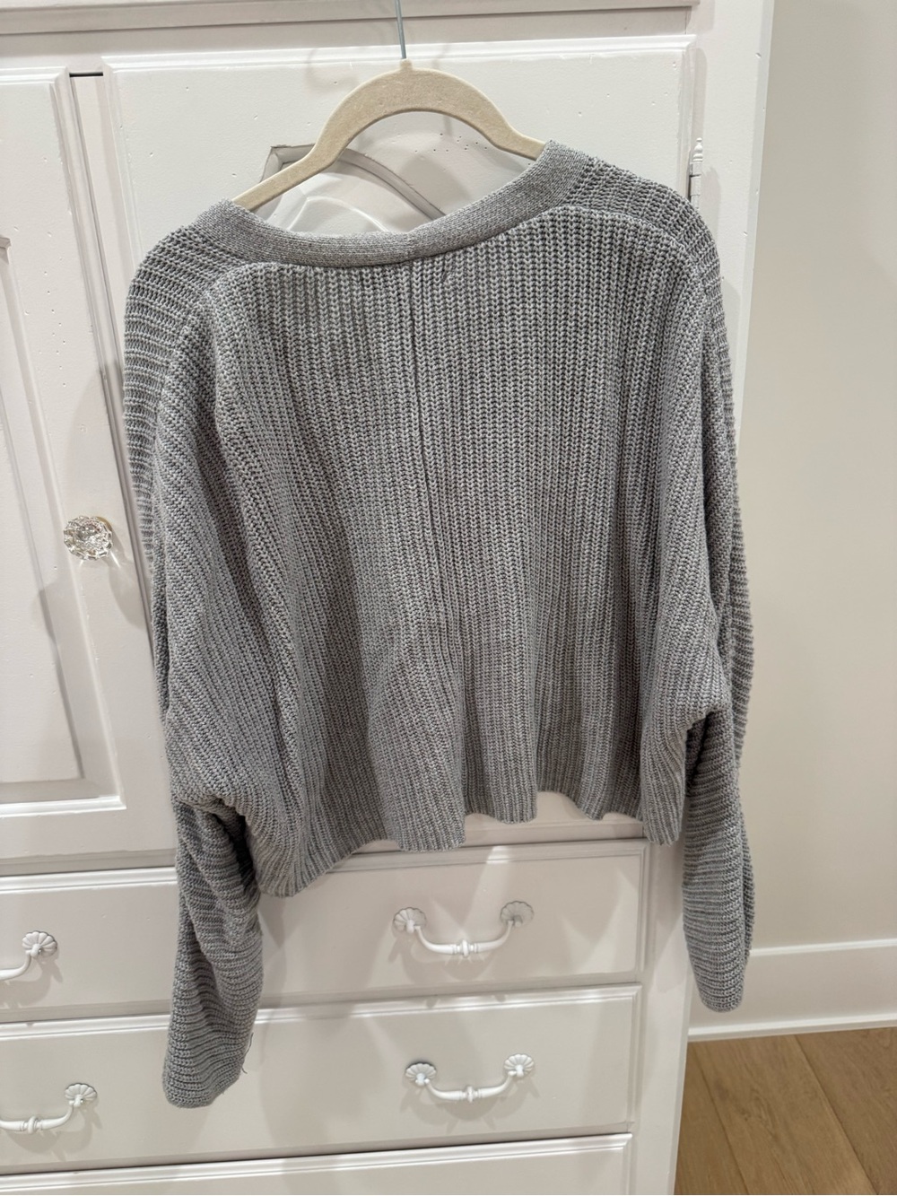 Light Gray Ribbed Button Sweater Cardigan - Picture 2 of 3